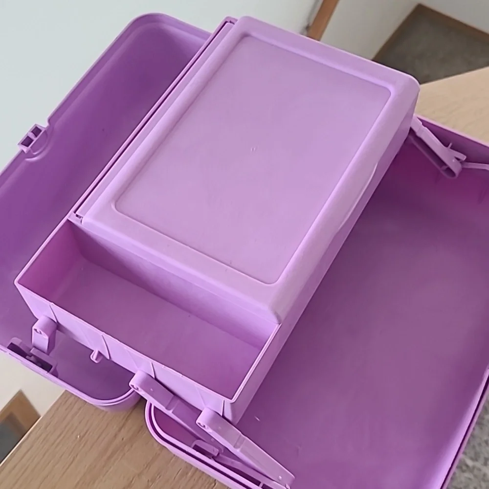 Caboodles Retro Lavender Cosmetic Train Case - Colorful Logo